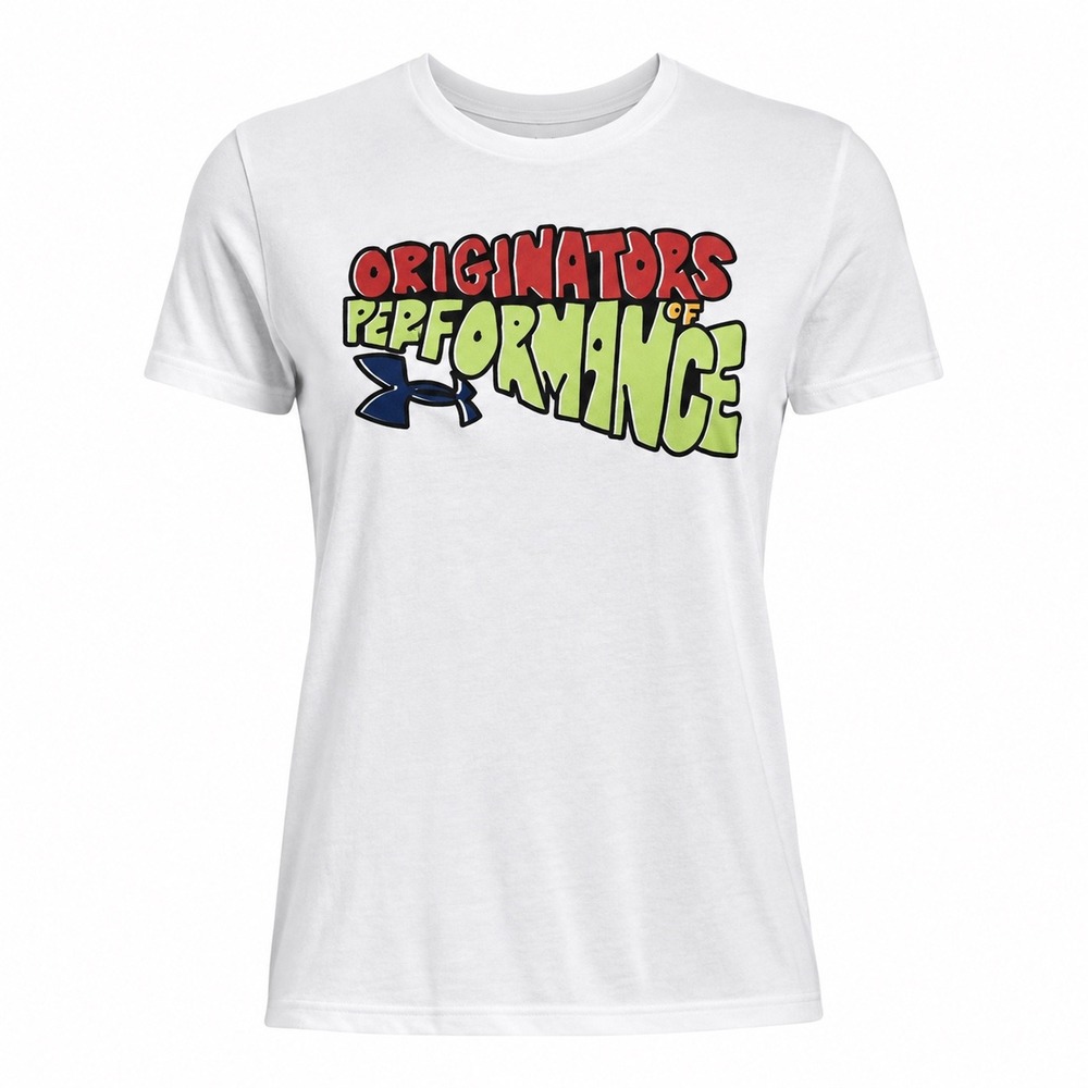 Under Armour Youth White Originators of Performance Graphic Tee Sporty Retro